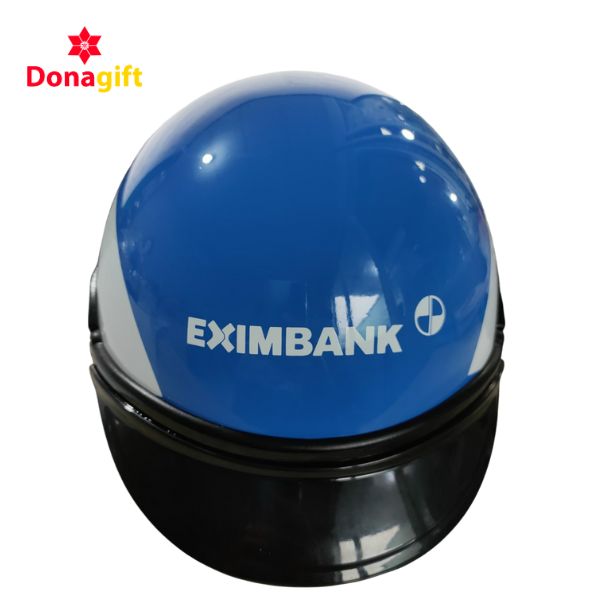 Nón bảo hiểm Eximbank màu xanh trắng đặc trưng thương hiệu