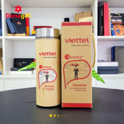 Bình giữ nhiệt tre logo Viettel khắc laser sang trọng