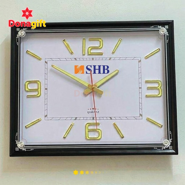Đồng hồ khung chữ nhật SHB treo tường thiết kế hiện đại
