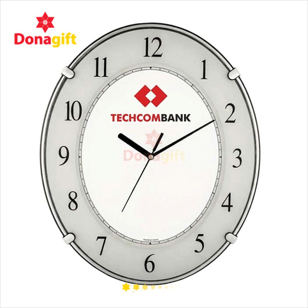 Mẫu đồng hồ treo tường Ovan Techcombank in logo đẹp