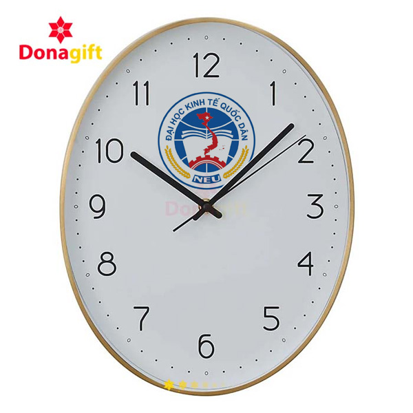 Đồng hồ treo tường ĐH Kinh Tế Quốc Dân dáng oval sang trọng