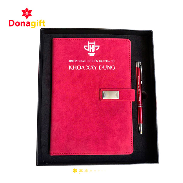 Sổ tay Đại Học Kiến Trúc in logo sắc nét, thiết kế hiện đại