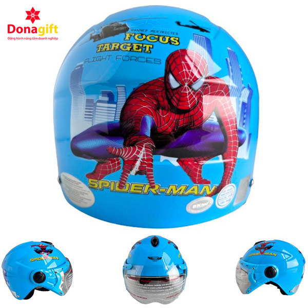 Mũ bảo hiểm spiderman xanh dương