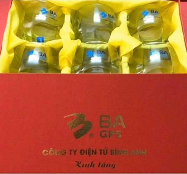 Bộ ly thuỷ tinh in logo điện tử bình anh GPS