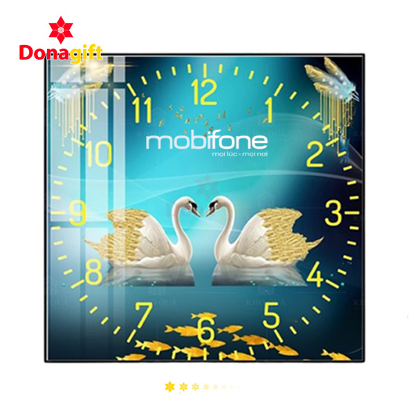 Đồng hồ treo tường Mobifone vuông tráng gương làm quà tặng sự kiện