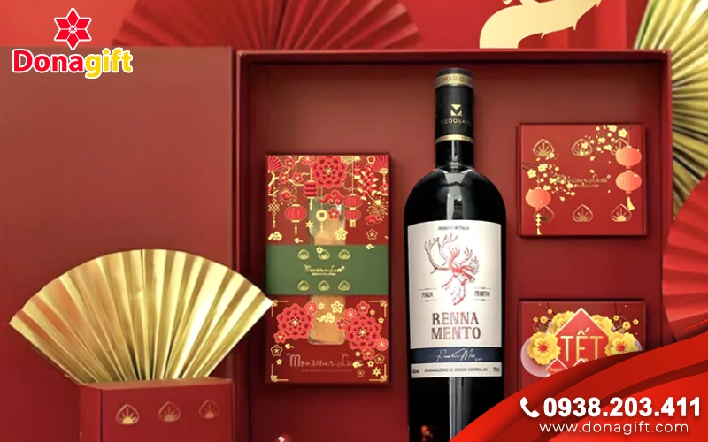 Giỏ quà Tết rượu vang Giỏ quà Tết rượu vang