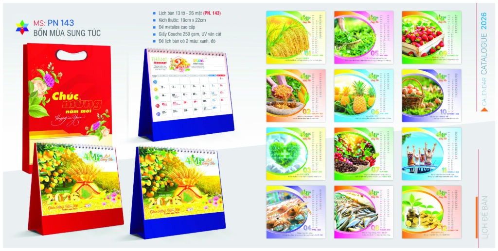 LỊCH ĐỂ BÀN BỐN MÙA SUNG TÚC