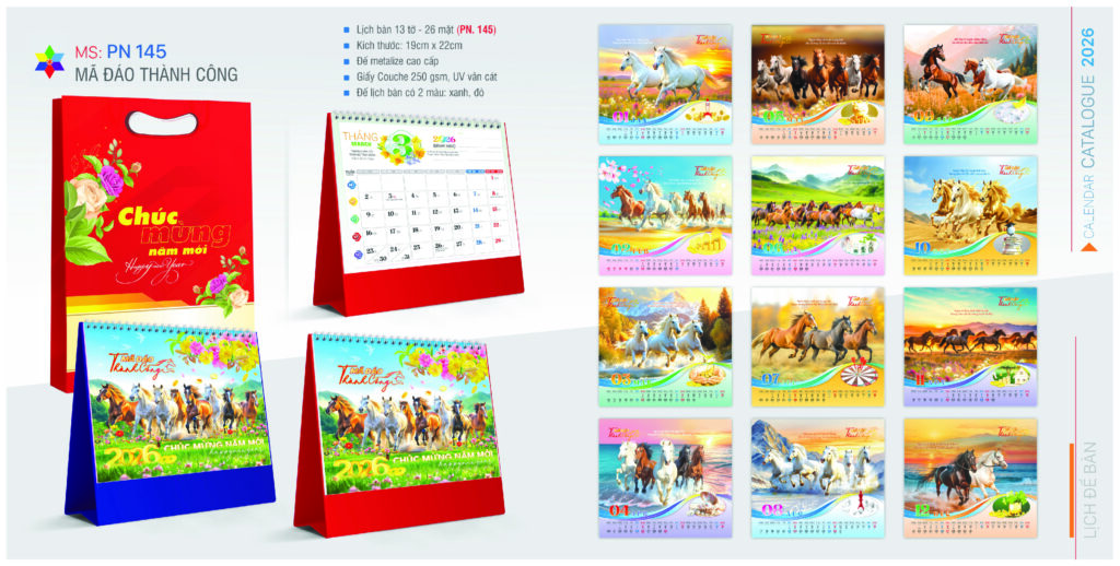 LỊCH ĐỂ BÀN MÃ ĐÁO THÀNH CÔNG PN 145