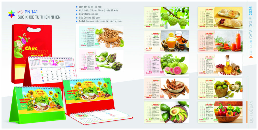 LỊCH ĐỂ BÀN SỨC KHỎE TỪ THIÊN NHIÊN