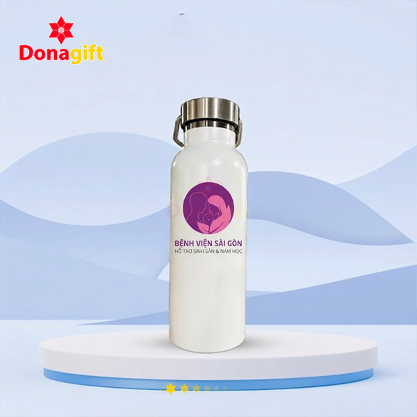 Bình giữ nhiệt in logo "Bệnh viện Sài Gòn - Hỗ trợ sinh sản & Nam học" 7 Bình giữ nhiệt bệnh viện in logo sắc nét – Inox 304 bền đẹp
