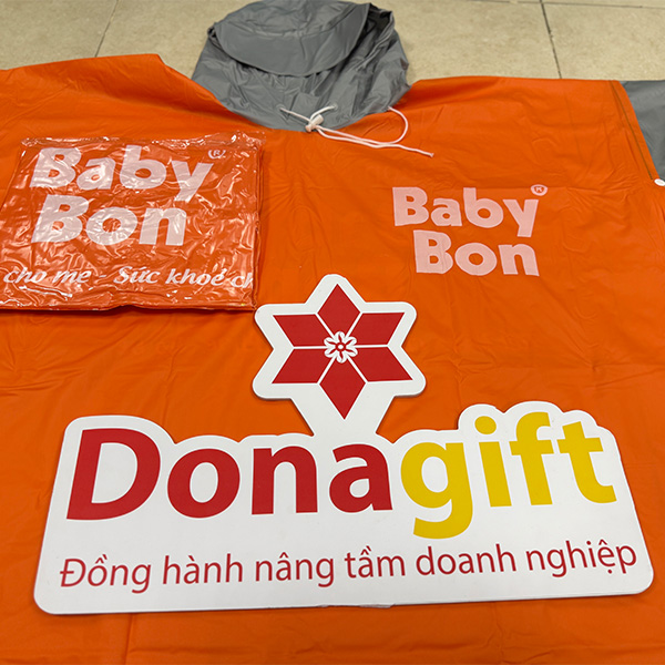 Áo mưa poncho Baby Bon cho mẹ và bé in logo sắc nét theo yêu cầu