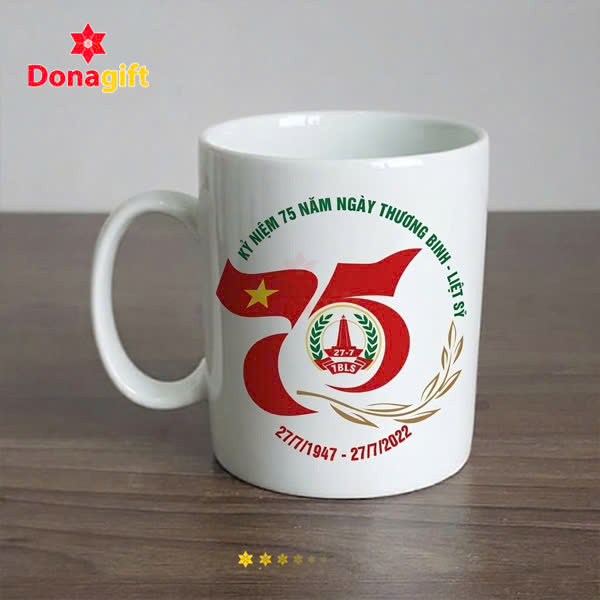Cốc sứ kỷ niệm 27/7 cao cấp in logo và thông điệp tri ân