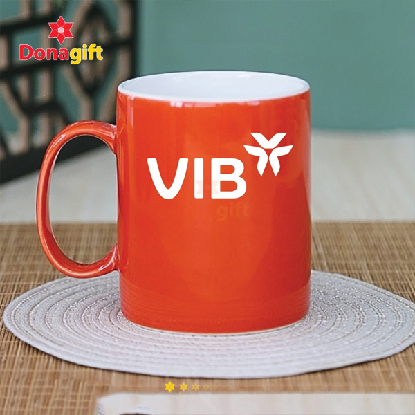 Cốc sứ quà tặng in logo VIB Chi nhánh Hà Nội chất liệu sứ cao cấp