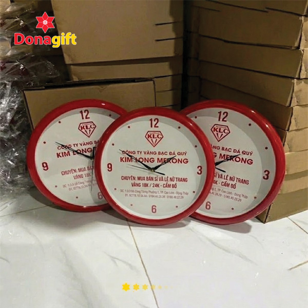 Đồng hồ treo tường in logo Công ty Vàng Bạc Đá Quý Kim Long Mekong 6 Đồng hồ treo tường in logo Kim Long Mekong – quà tặng doanh nghiệp