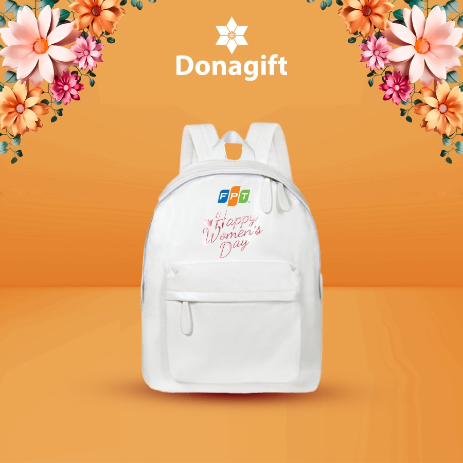 Balo trắng dễ thương in hoa