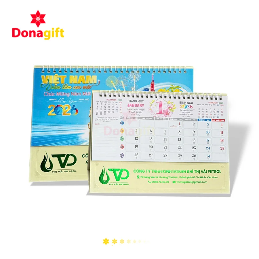 Lịch Tết in logo Thị Vải Petrol do DonaGift thực hiện