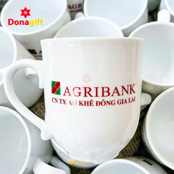 Ly sứ trắng in logo Agribank – Quà tặng khách hàng