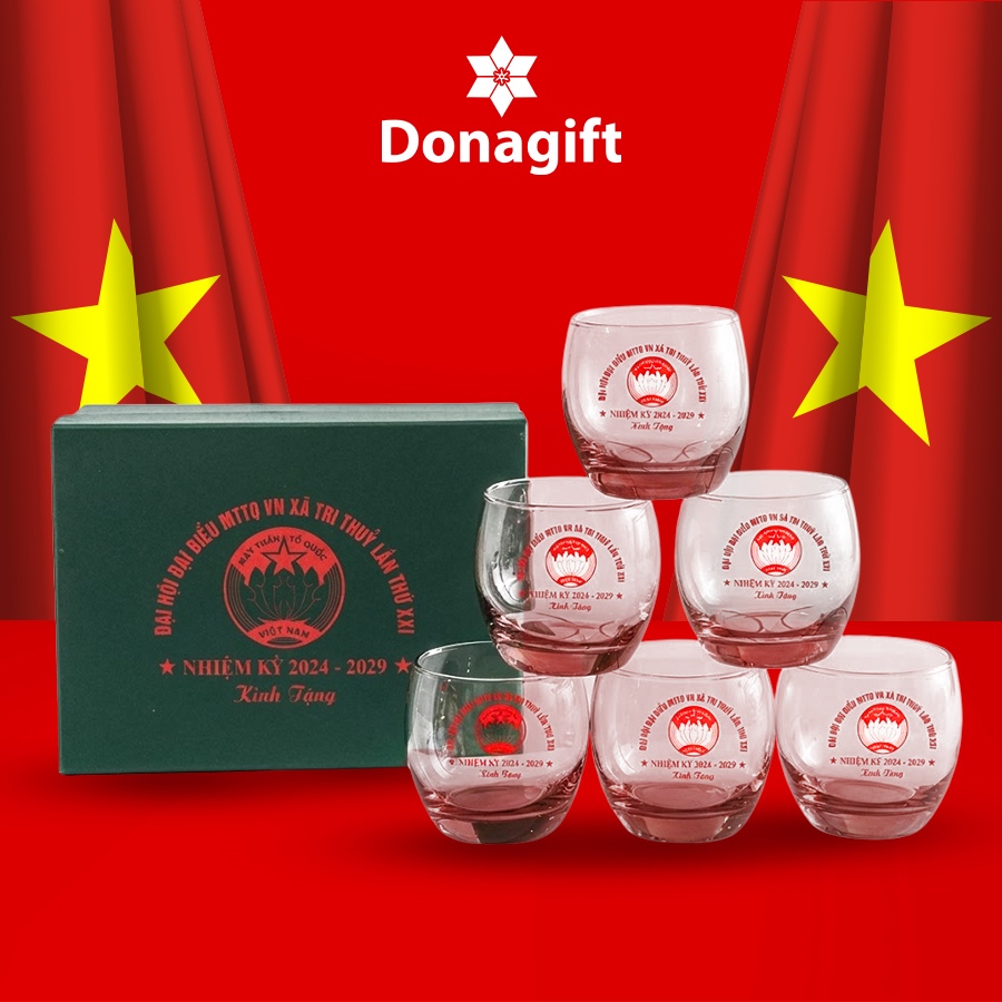 Ly thuỷ tinh quà tặng mừng lễ Quốc Khánh