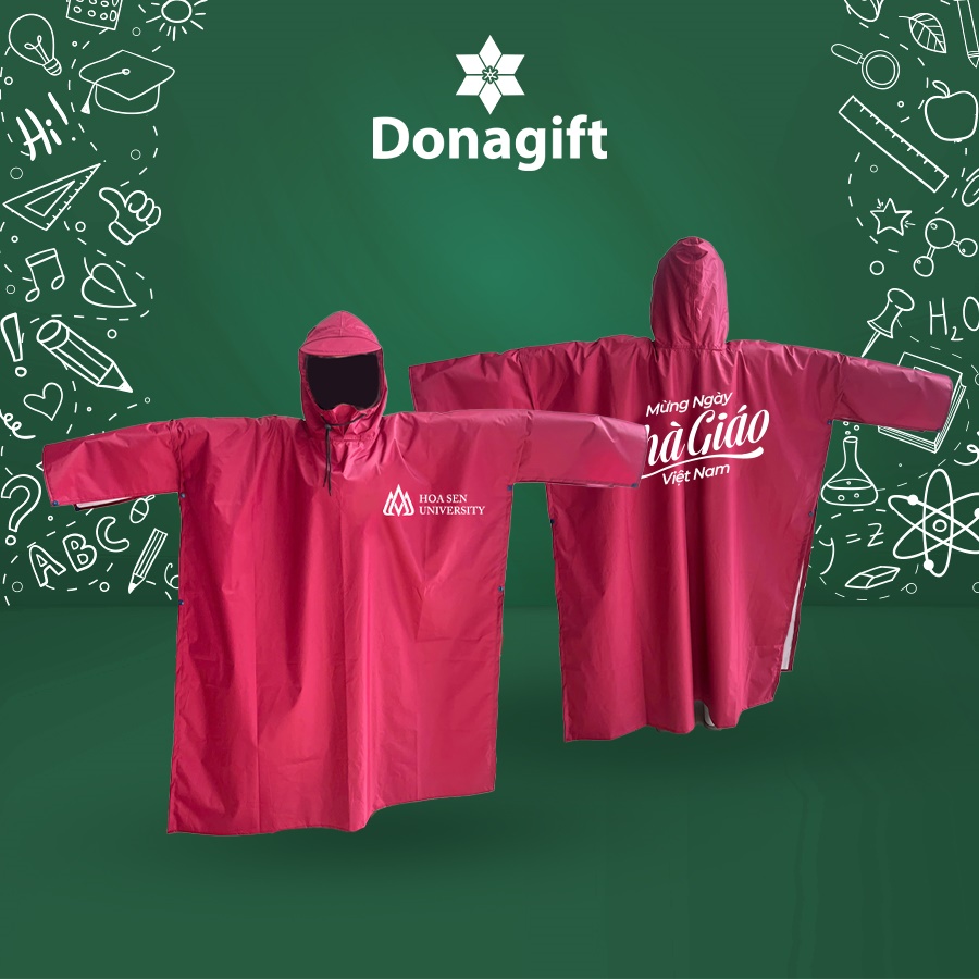 Áo mưa tri ân sắc đỏ