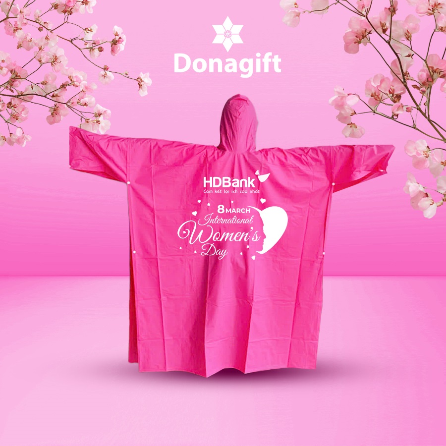 Áo mưa màu hồng dành tặng phụ nữ 8/3