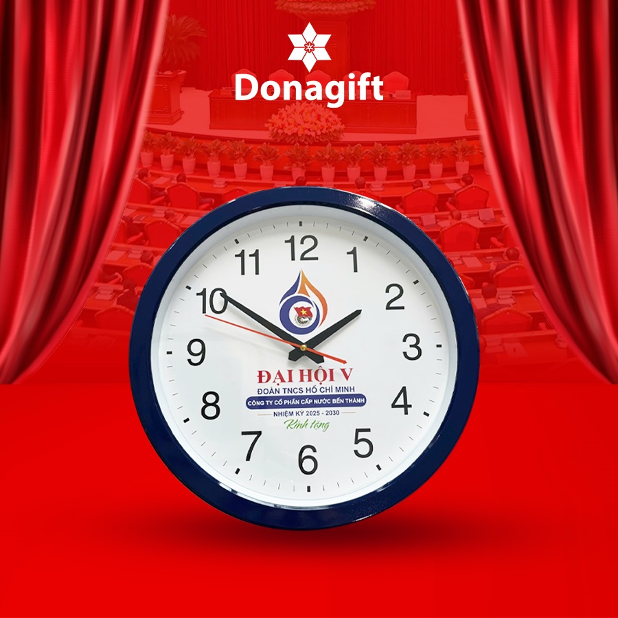 Đồng hồ treo tường in logo sự kiện