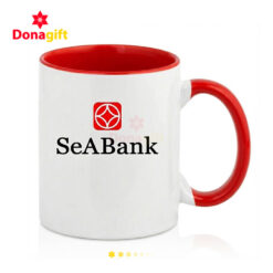 Cốc sứ in logo viền và lòng đỏ