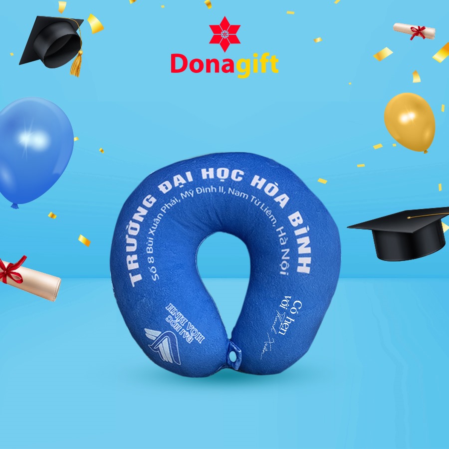 Gối cổ quà tặng tốt nghiệp Đại học Hòa Bình