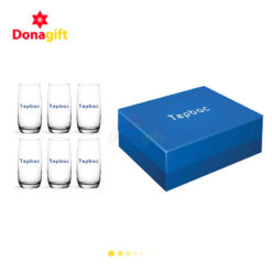 Bộ 6 ly thủy tinh in logo Tepbac kèm hộp quà sang trọng
