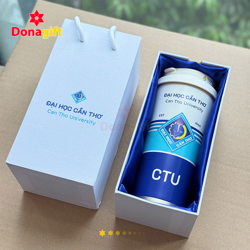 Bình giữ nhiệt in logo Đại học Cần Thơ (Can Tho University)