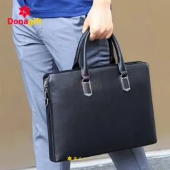 Cặp Xách Da Nam Doanh Nhân Màu Đen Thanh Lịch